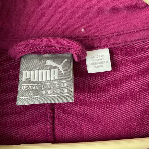 Puma sz L‎ fuchsia pink diagonal zip sweat coat - Picture 5 of 9